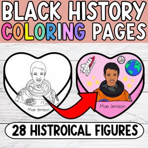 Black History Month Coloring Pages, Valentine&#39;s Day Coloring Sheet, Black History Project, February Classroom, Historical Figures