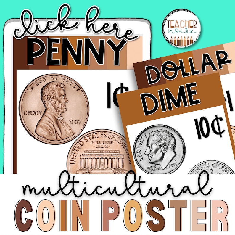 US Coin Posters Coin Value Poster, United States Coins, American Coins Bulletin Board Decor, Money Math Posters Printable PDF image 1