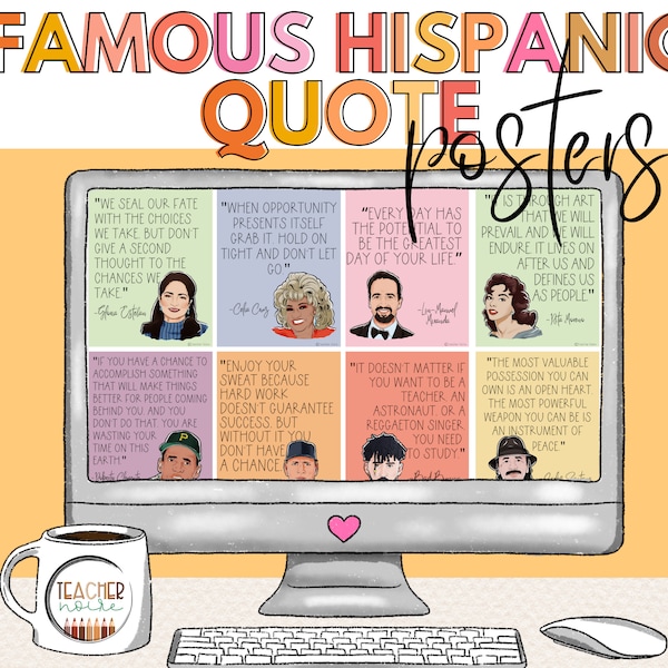 Hispanic Heritage Quotes, Hispanic History Month Bulletin Board, Famous Hispanic Leaders Poster, Inspirational Quote, Hispanic People