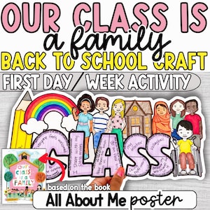 Our Class is a Family Activity, All About Me Craft, First Week Read Aloud Book, Beginning of Year Week of School, Icebreaker, Bulletin Board