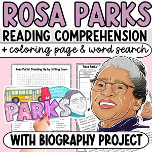 Rosa Parks, Reading Comprehension, Biography, Civil Rights Project, Black History Bulletin Board, Craftivity,