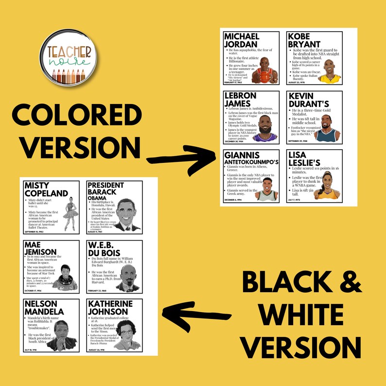 Pocket Chart Calendar Cards Black History Month Cards Etsy