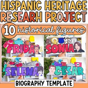 Hispanic Heritage Month Project, Biography Template, Bulletin Board, Poster, Hispanic History Activities, Classroom Decor, Spanish