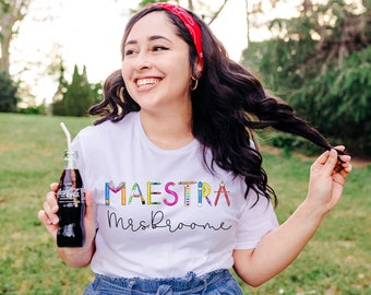 T-shirt Maestra, Chemise Maestra personnalisée, Chemise de professeur d’espagnol