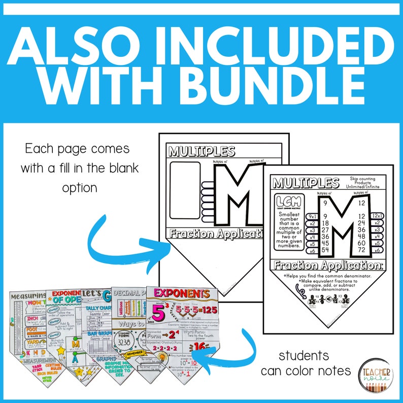 Math Notes, Interactive Math Notebooks and Poster Bundle, Math Notes ...
