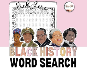Black History Wordsearch, Black History Month Activity, Notable Black Leaders, Famous African Americans, Word Search Puzzle, Black Leaders