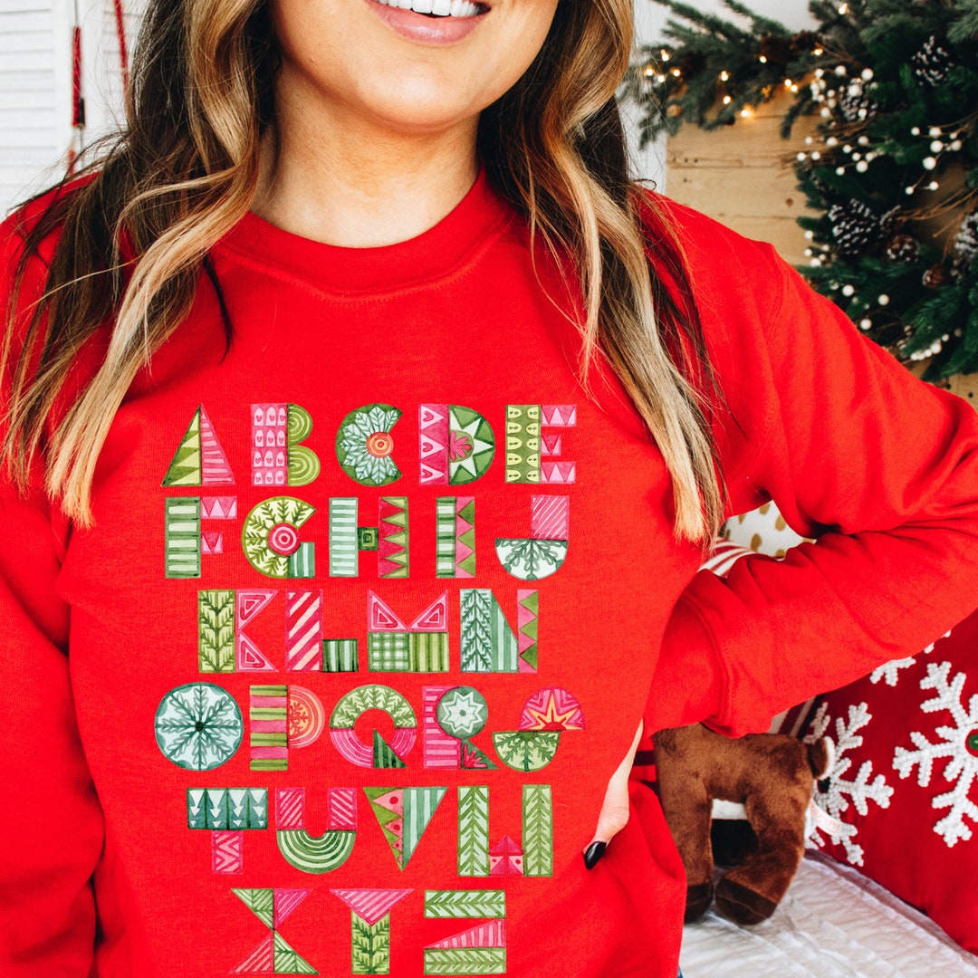 Teacher Christmas Sweaters, Christmas Alphabet Sweatshirt , ABC Teacher
