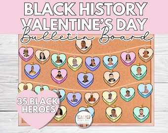 Valentine's Day Bulletin Board, Black History Month Bulletin Board, Bulletin Board Set, Door Decor, Conversation Hearts, February Classroom