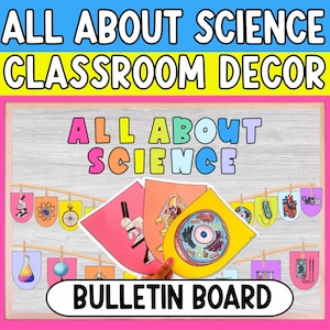 Middle School Science Decorations, Bulletin Board Corner, Door Posters, Stations