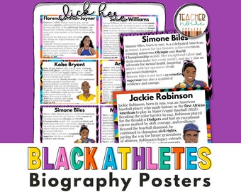 Black History Month Athletes, Famous Black Athletes Posters, African American Athletes Posters, Athlete Facts, Bulletin Board