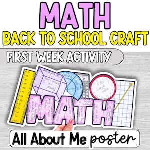 Artesanato de matemática "Tudo sobre mim", atividade da semana do primeiro dia, quadro de avisos, página para colorir, quebra-gelo, ensino fundamental