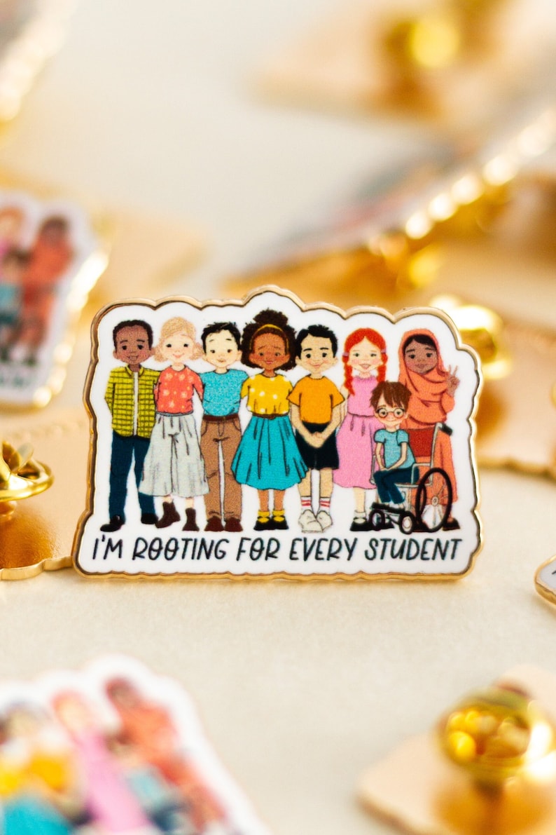 Teacher Gift, Teacher Pin, Diversity Inclusion Teacher Enamel Pin, Celebrate Diversity Pin, Diversity Lapel Pin, Special Education image 1