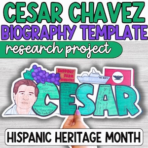 Hispanic Heritage Month Project, Cesar Chavez Biography Template, Bulletin Board, Hispanic History Activities, Classroom Decor