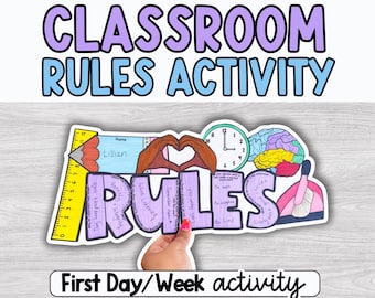 Classroom Rules Activity, Routines and Procedures, Beginning of First Week Craft, Back to School, Classroom Management, First Year