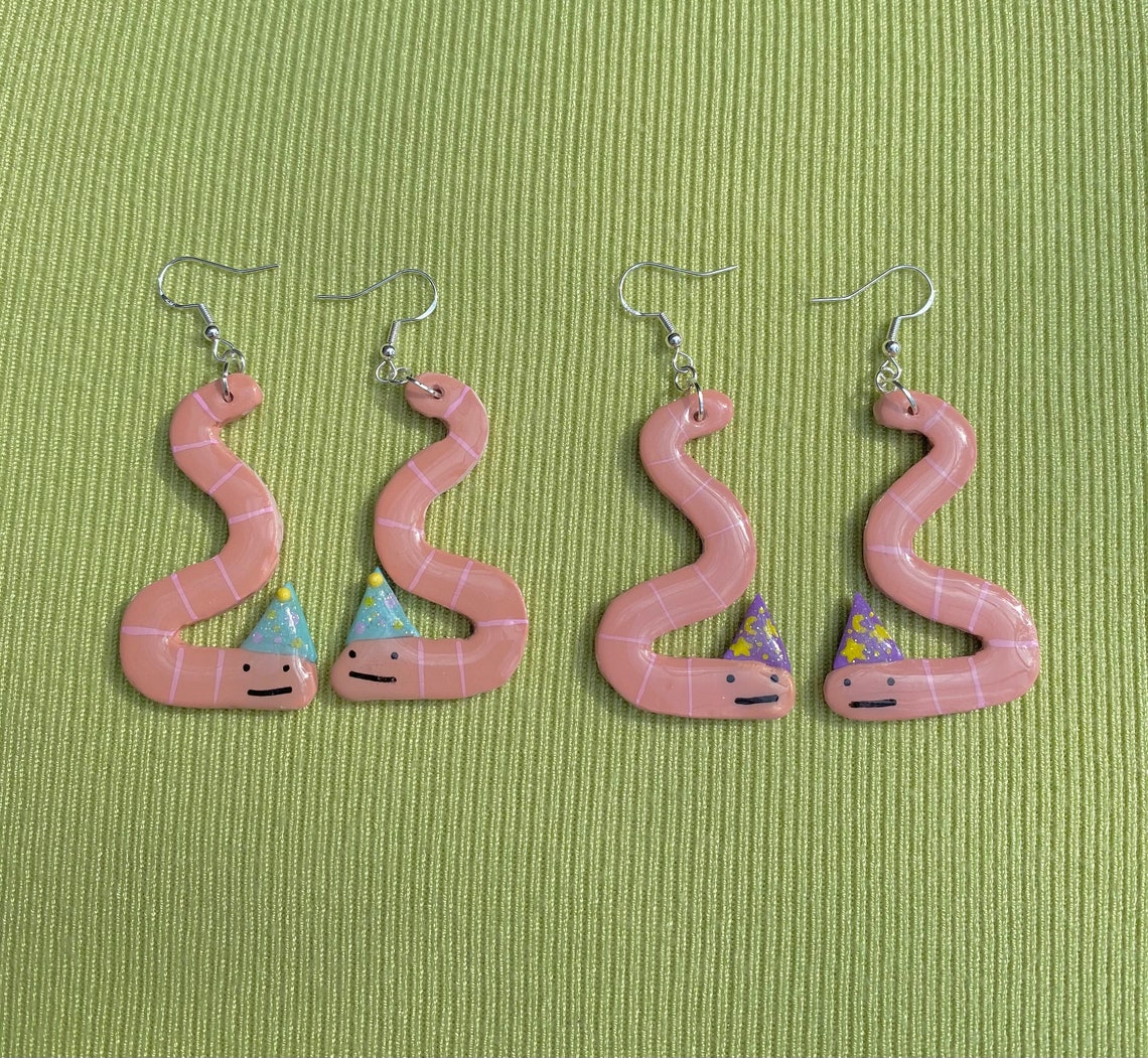 Wizard Worm Earrings Etsy