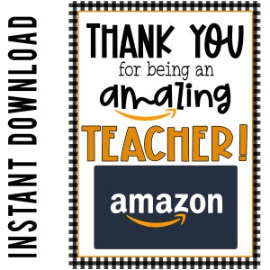 Tarjeta de regalo de agradecimiento para maestros: IMPRIMIBLE // Regalo para maestros // Agradecimiento a maestros // Tarjeta de regalo de Amazon // Maestros de Amazon // Fin de año