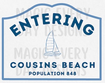 The Summer I Turned Pretty Cousins Beach Sign Poster | Entering Cousins Beach Town Sign | Party Decor | TSITP | Printable | Instant Download