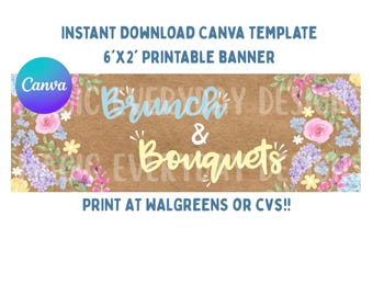 HOCO | Brunch & Bouquets Banner Template: Printable Banner| Editable Canva Design | Instant Download | Print at Walgreens