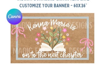 Modello per banner di laurea "The Next Chapter GRAD": design modificabile su Canva (download immediato)