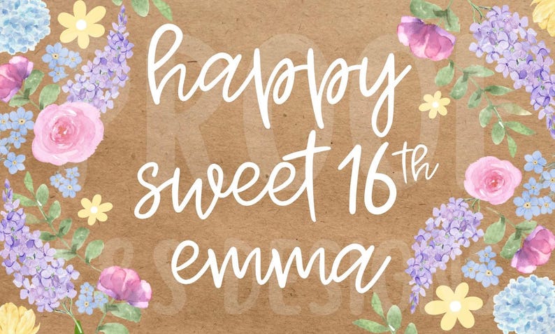 Floral Birthday Banner Template: Editable Canva Design (instant ...