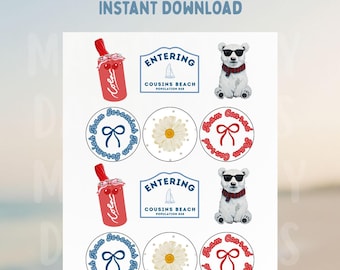 TSITPカップケーキトッパー：夏のビーチパーティー用印刷物（デジタルダウンロード）