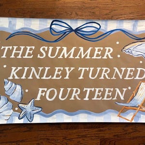 Summer I Turned Pretty Banner Template | Editable Canva | TSITP | Birthday Inspo | Decor | Painted Banner | Bday | 60x36" | Instant Download image 4