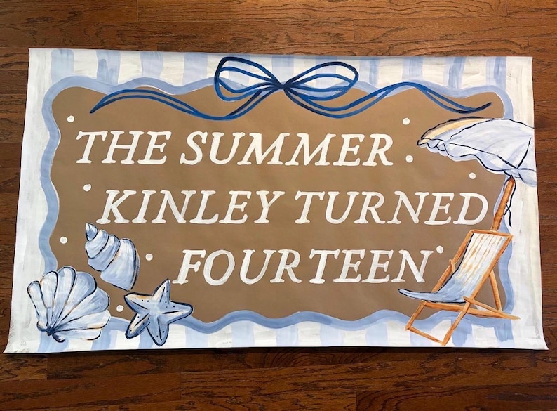 Summer I Turned Pretty Banner Template | Editable Canva | TSITP | Birthday Inspo | Decor | Painted Banner | Bday | 60x36" | Instant Download image 4