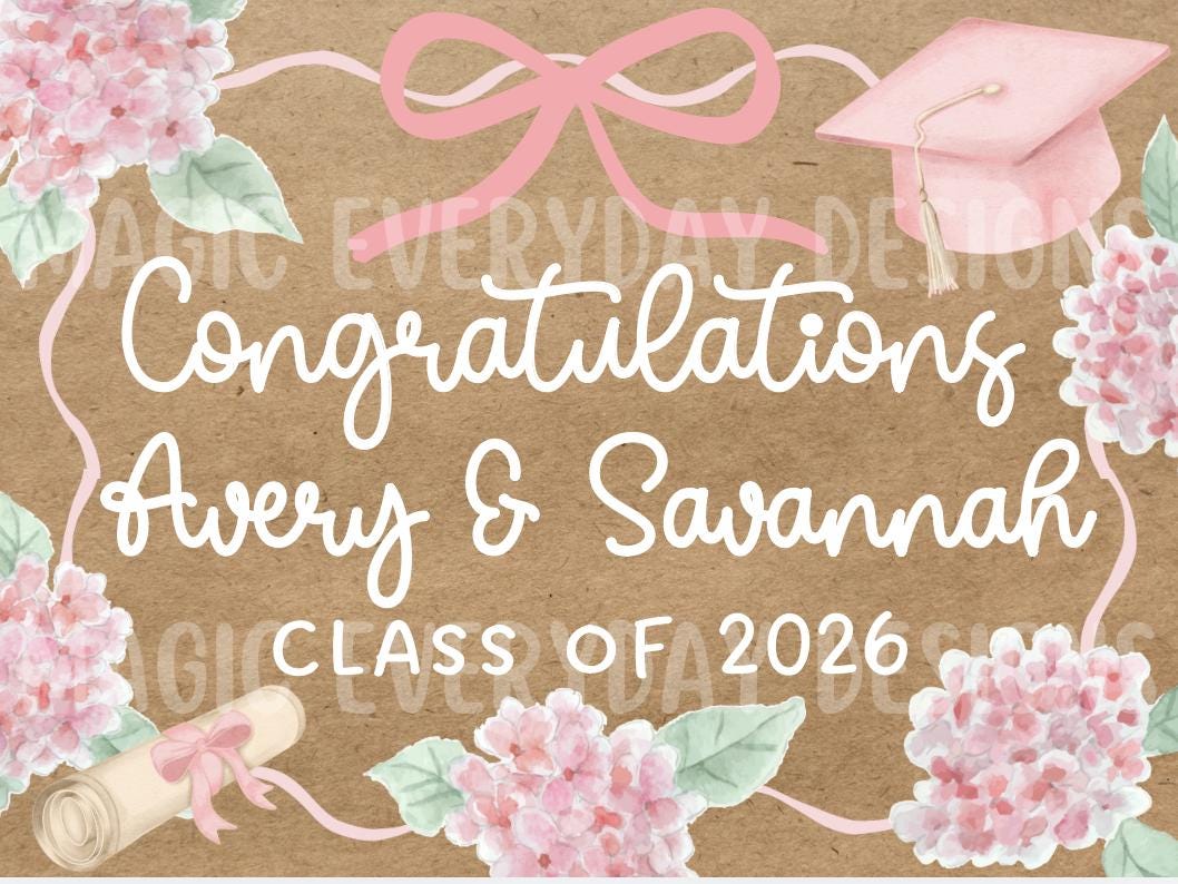 Pink Floral Graduation Banner Template: Editable Canva Design | 48x36 ...
