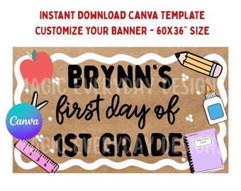 1st Day of School | Custom Banner Template: Editable Canva Design 60x36 (Instant Download)