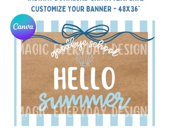 Ciao ESTATE / Addio Scuola / Modello per banner: design modificabile su Canva (download immediato)