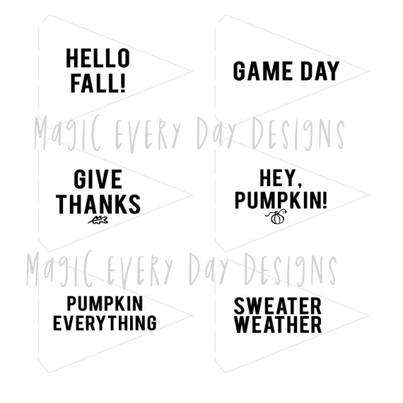 FALL Mini Pennant Flags PRINTABLE: Thanksgiving // Pumpkin // | Etsy