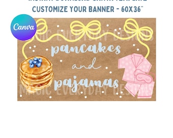 Modello banner "Pancakes & Pajamas": design modificabile su Canva (download immediato)