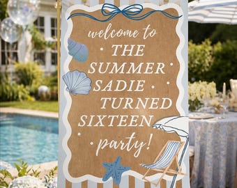 Modello di cartello di benvenuto "Summer I Turned Pretty" / Modificabile su Canva / TSITP / Ispirazione per il compleanno / Decorazioni / Compleanno / 20x30" / Download immediato