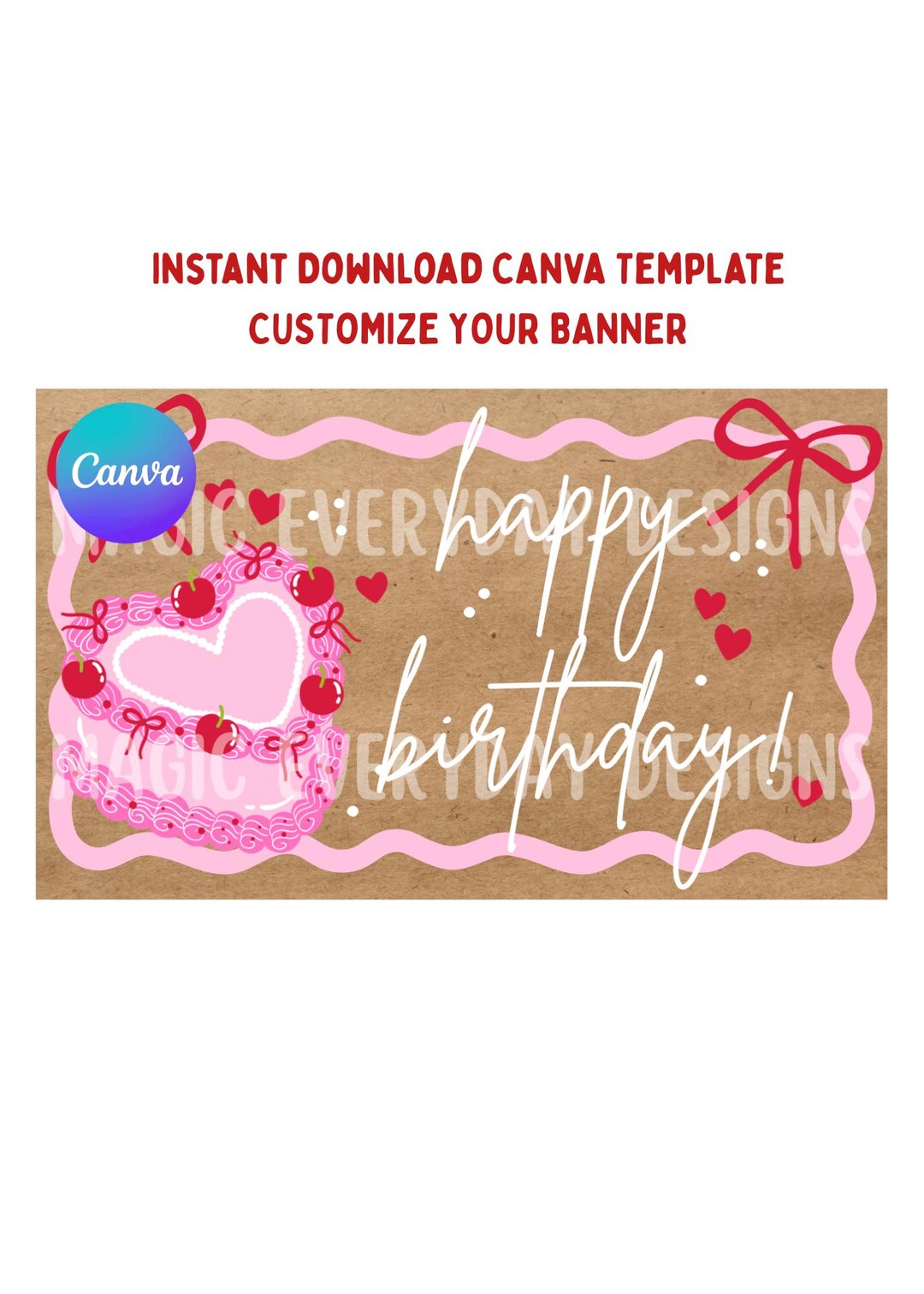 Birthday Cake Banner Template: Editable Canva Design (instant Download ...