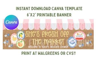 Modello di banner "Appena uscito dal mercato": design modificabile con Canva (download immediato) / STAMPA presso Walgreens