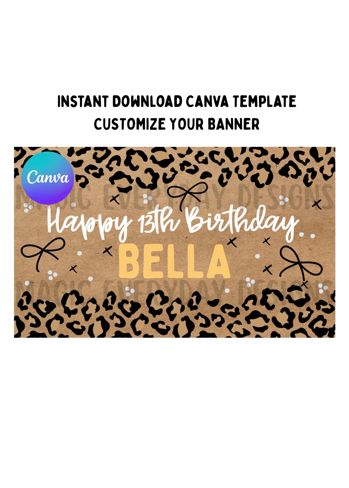 Cheetah Print Birthday Banner Template: Editable Canva Design (instant  Download) - Etsy, image size:1429x2000