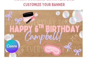 Plantilla de banner de cumpleaños para spa: Diseño editable en Canva (Descarga instantánea)