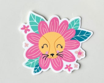 Lion Flower Vinyl Sticker: Bravery Affirmation, Kids Decor