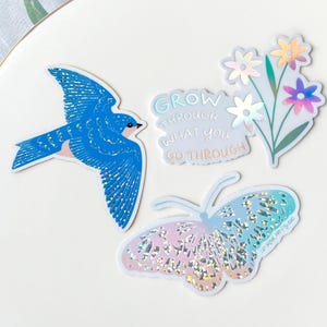 Holographic Sticker Pack: Inspirational Affirmations, Bird & Butterfly