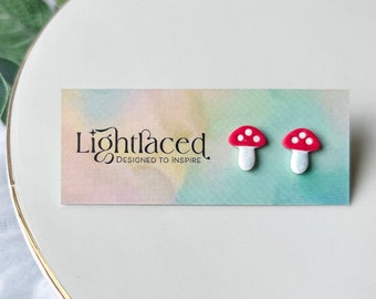 Mini Mushroom Stud Earrings: Polymer Clay Jewelry