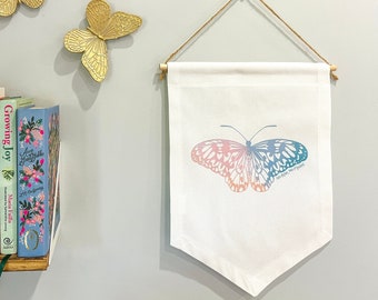 Rainbow Butterfly Banner: Inspirational Cotton Wall Art