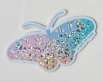 Holographic Rainbow Butterfly Sticker: Inspirational Vinyl Decal
