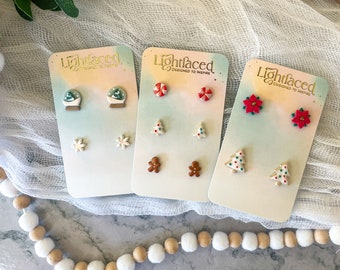 Christmas Stud Pack: Handmade Polymer Clay Mini Earrings