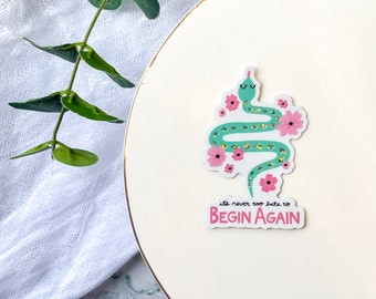 Holographic Snake Sticker: Inspirational Floral Serpent Decal