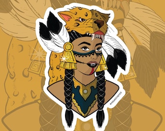 Mexicaanse Azteca Warrior geïnspireerde dag van de dode sticker