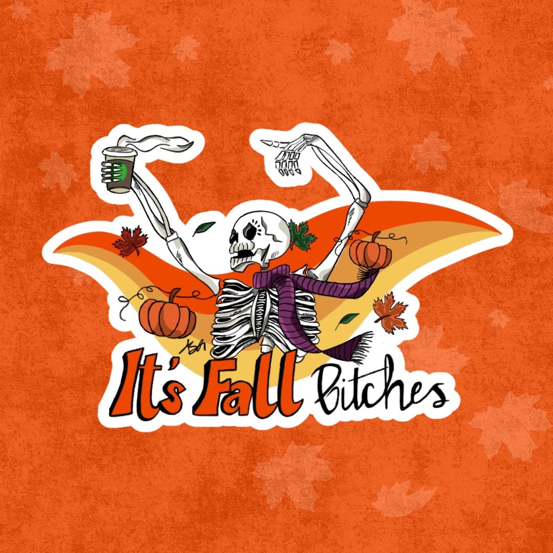 Fall Skeleton Fun Dancing Fall Skeleton Halloween Sticker - Etsy