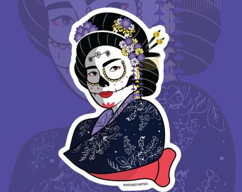Japanse Geisha geïnspireerde dag van de dode sticker