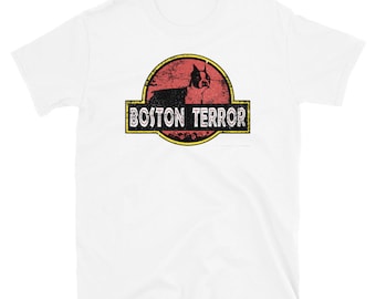Boston Terror Jurassic Bark - jurrasic, boston, bt, Boston terrier, dog, Funny, shirt