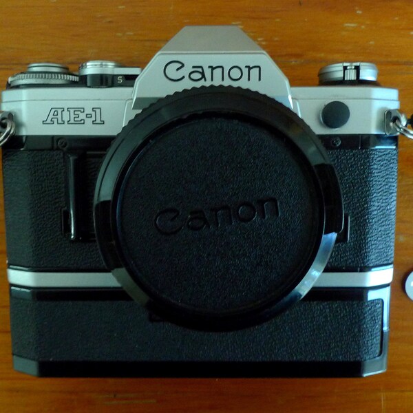 Canon AE-1 Vintage 35mm SLR Film Camera + 50mm F/1.8 Lens and Power Winder