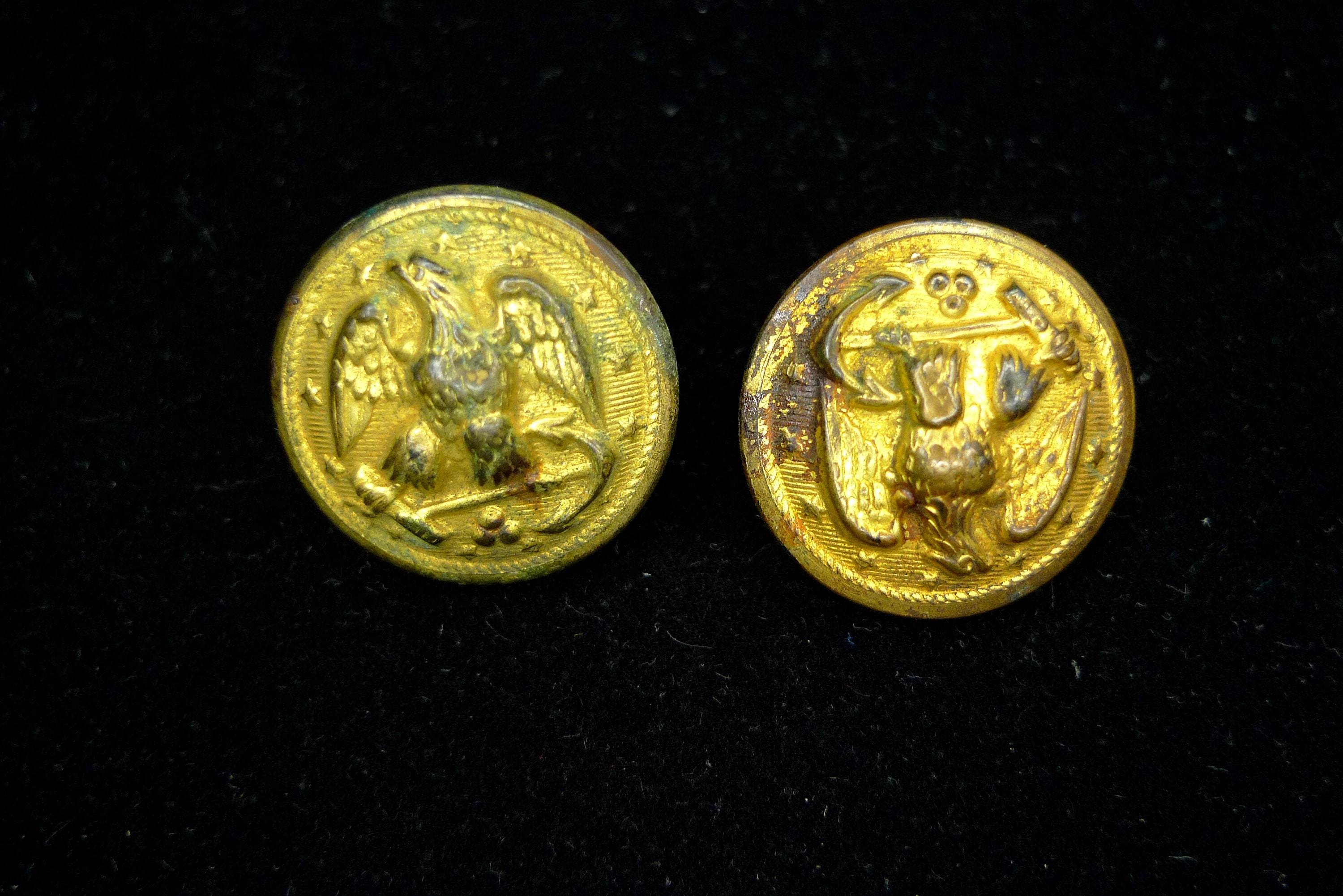 Pair of Antique US Navy Uniform Buttons Eagle and Stars Etsy